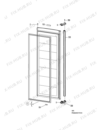 Взрыв-схема холодильника Husqvarna Electrolux QT3662K - Схема узла C10 Door